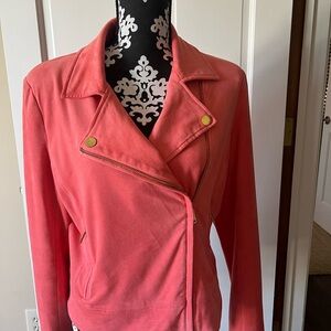 Boston Proper peach suede Leather Jacket Asymmetrical Design